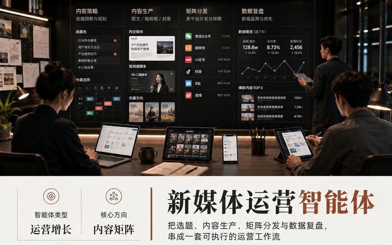 新媒体运营智能体 产品海报